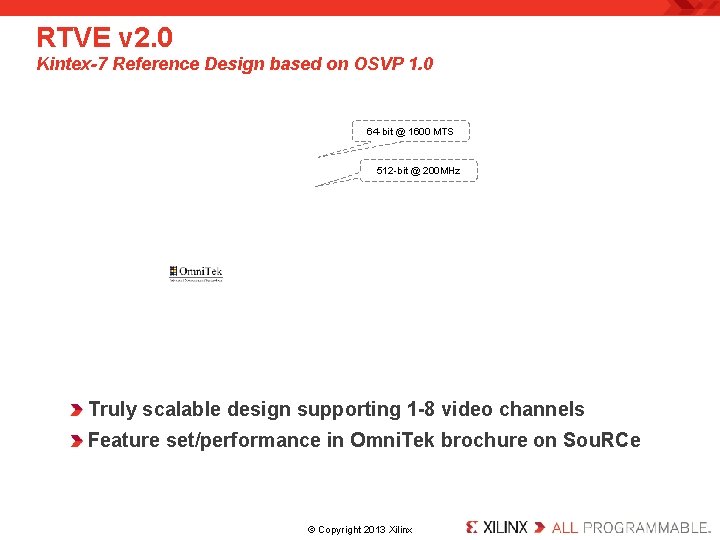 RTVE v 2. 0 Kintex-7 Reference Design based on OSVP 1. 0 64 -bit