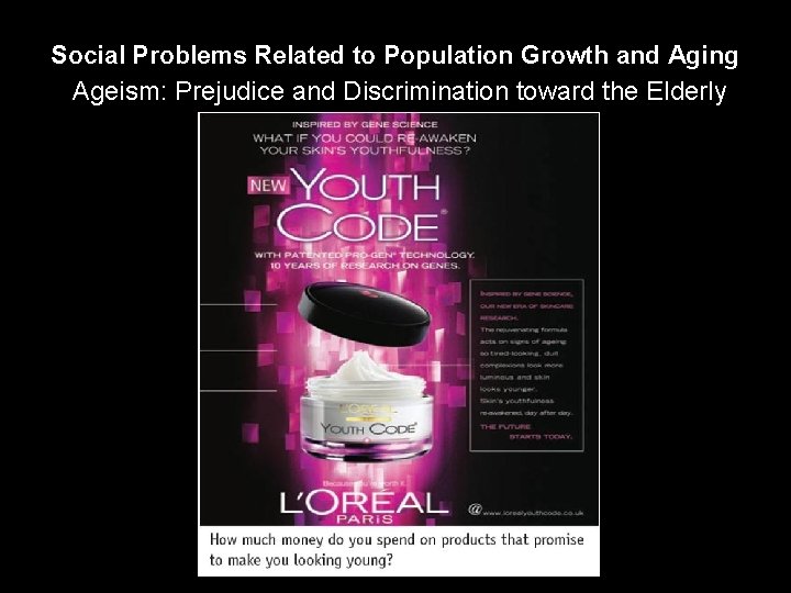 Social Problems Related to Population Growth and Aging Ageism: Prejudice and Discrimination toward the