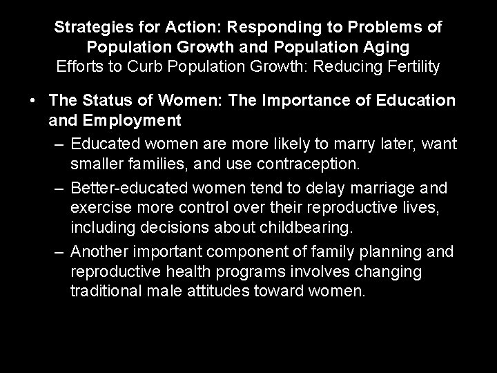 Strategies for Action: Responding to Problems of Population Growth and Population Aging Efforts to