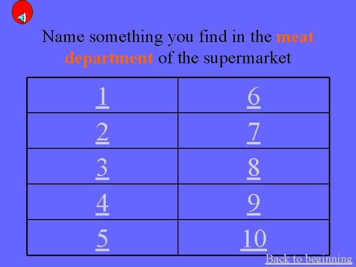 Name something you find in the meat department of the supermarket 1 2 3