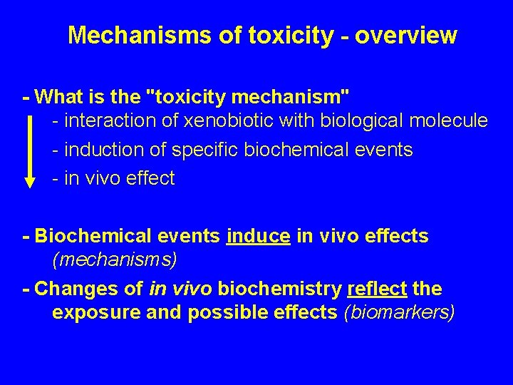 Mechanisms of toxicity - overview - What is the "toxicity mechanism" - interaction of