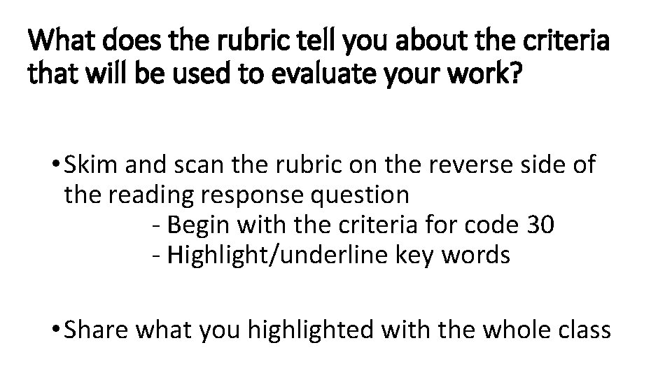What does the rubric tell you about the criteria that will be used to