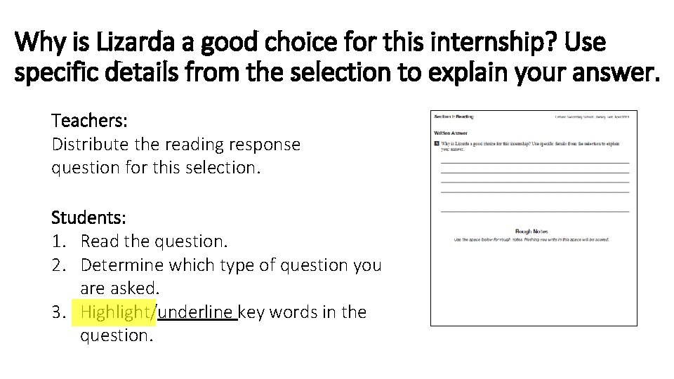 Why is Lizarda a good choice for this internship? Use specific details from the