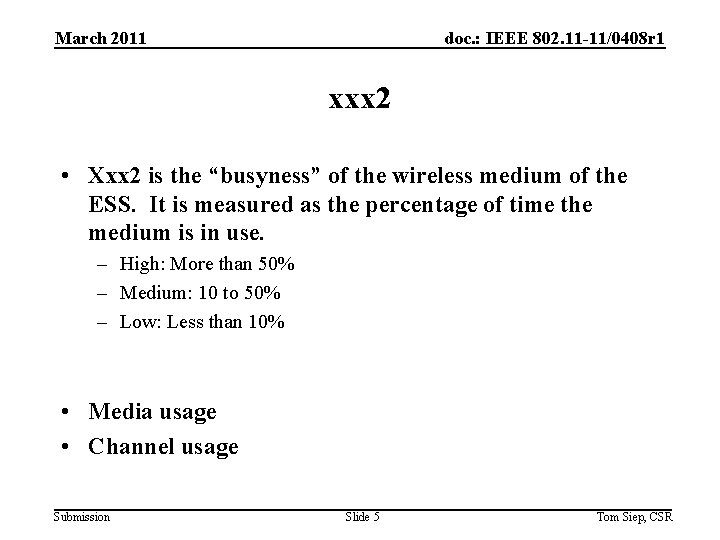 March 2011 doc. : IEEE 802. 11 -11/0408 r 1 xxx 2 • Xxx