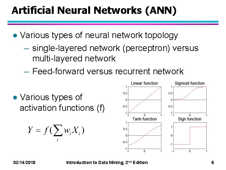 Artificial Neural Networks (ANN) l Various types of neural network topology – single-layered network