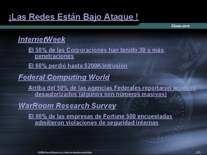 ¡Las Redes Están Bajo Ataque ! Internet. Week El 50% de las Corporaciones han