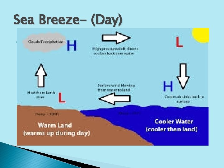 Sea Breeze- (Day) Sea Breeze – a wind that blows from an ocean or