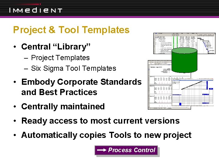 Project & Tool Templates • Central “Library” – Project Templates – Six Sigma Tool