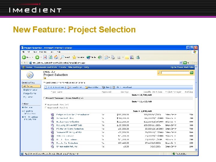 New Feature: Project Selection 