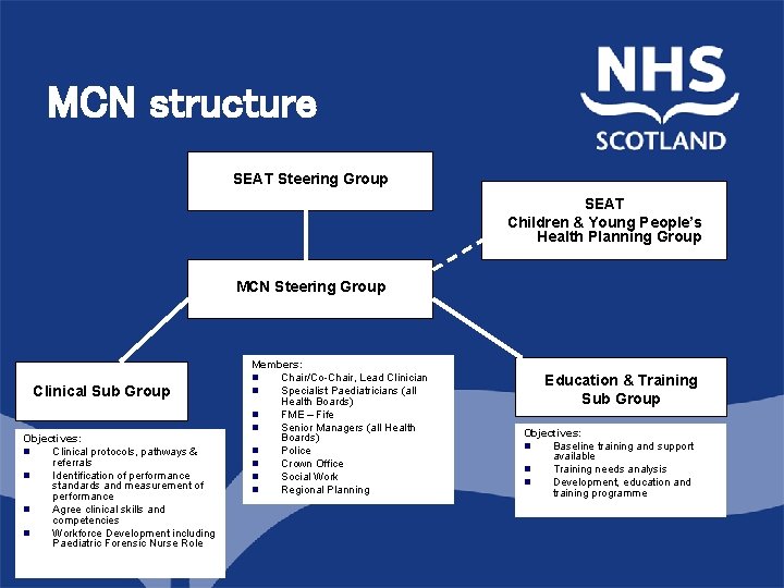 MCN structure SEAT Steering Group North of Scotland SEAT Planning Children & Young People’s.