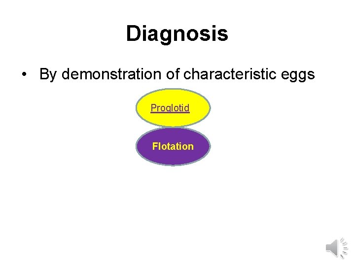 Diagnosis • By demonstration of characteristic eggs Proglotid Flotation 