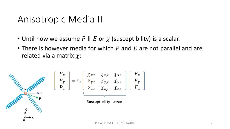 Anisotropic Media II • Susceptibility tensor P. Piot, PHYS 430 -530, NIU FA 2018