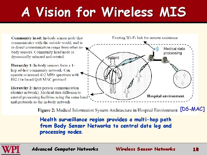 A Vision for Wireless MIS [DS-MAC] Health surveillance region provides a multi-hop path from