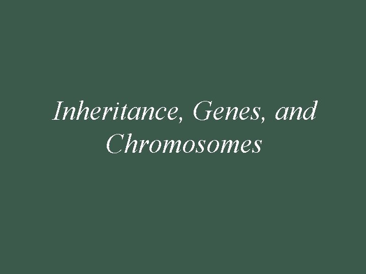 Inheritance, Genes, and Chromosomes 