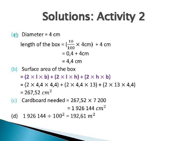 Solutions: Activity 2 � 