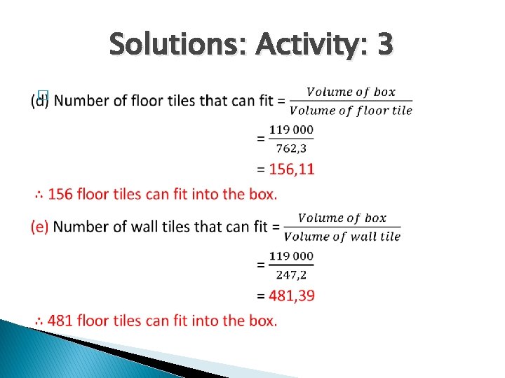 Solutions: Activity: 3 � 