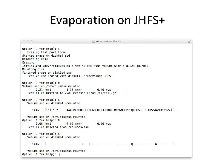 Evaporation on JHFS+ Evaporation on JHFS+
