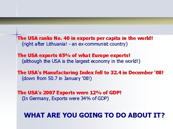 Exportal Ranks The USA ranks No 40 in exports per