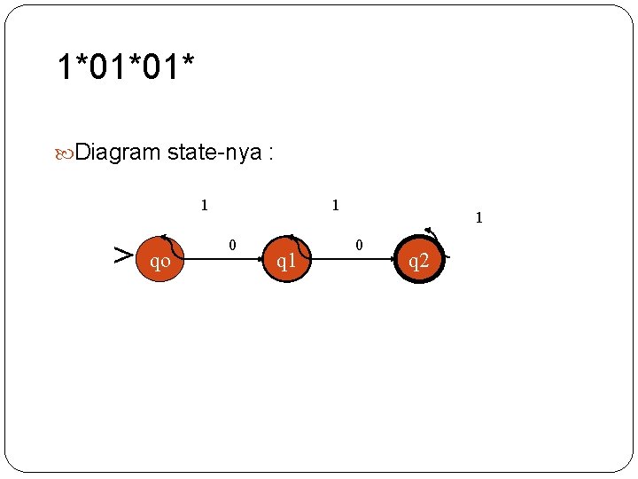 1*01*01* Diagram state-nya : 1 > 16 qo 1 0 q 1 1 0