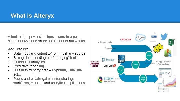 What is Alteryx A tool that empowers business users to prep, blend, analyze and