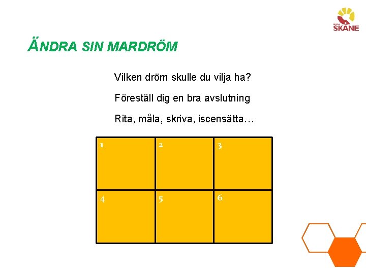 ÄNDRA SIN MARDRÖM Vilken dröm skulle du vilja ha? Föreställ dig en bra avslutning