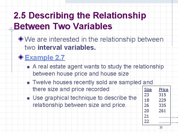 2. 5 Describing the Relationship Between Two Variables We are interested in the relationship