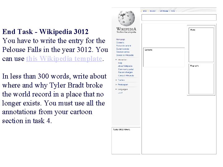 End Task - Wikipedia 3012 You have to write the entry for the Pelouse