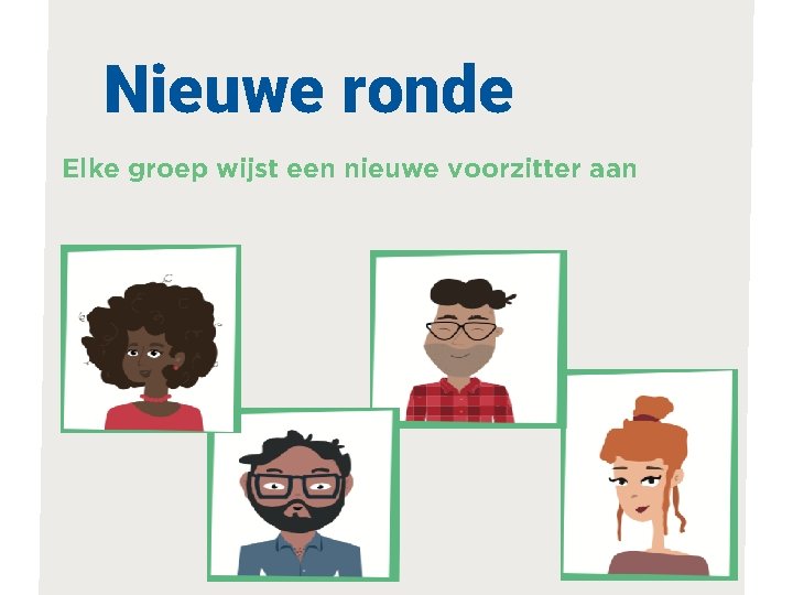 Nieuwe ronde Elke groep wijst een nieuwe voorzitter aan 