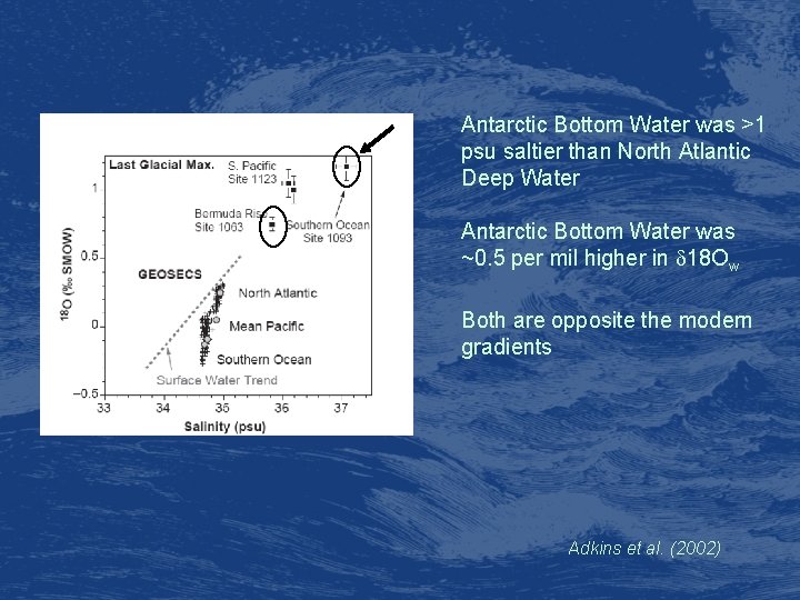 Antarctic Bottom Water was >1 psu saltier than North Atlantic Deep Water Antarctic Bottom