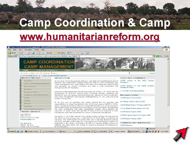 Camp Coordination & Camp www. humanitarianreform Management. org 