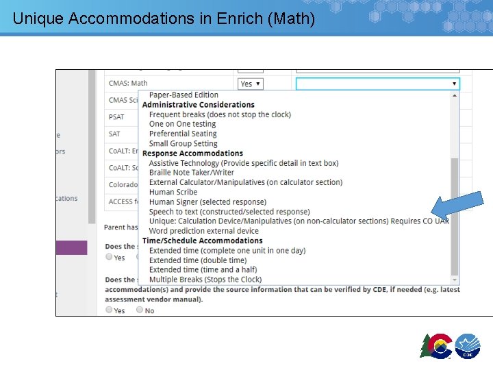 Unique Accommodations in Enrich (Math) 