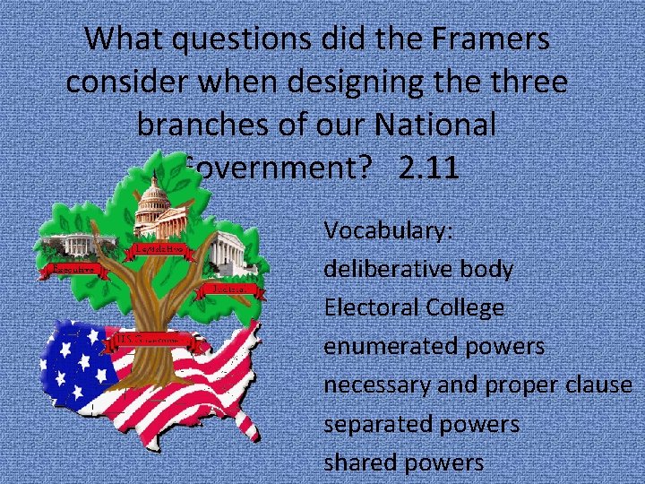 What questions did the Framers consider when designing the three branches of our National