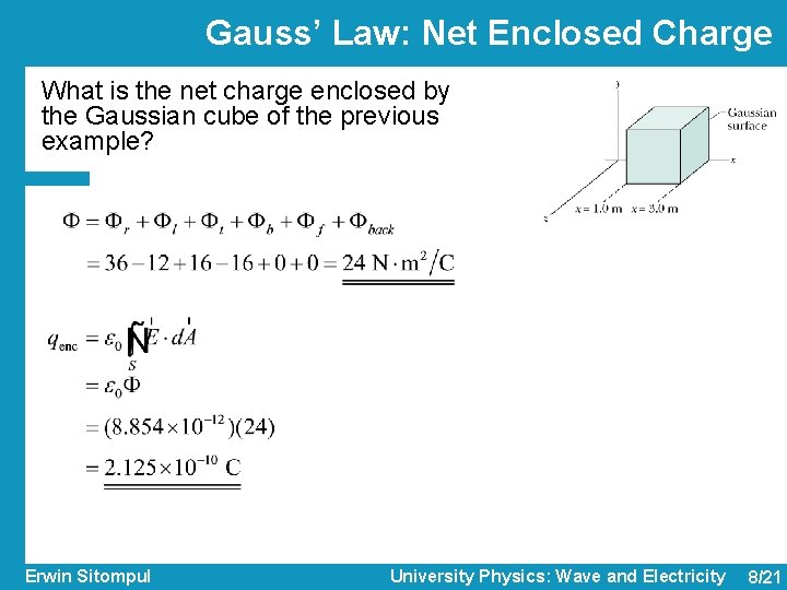 Gauss’ Law: Net Enclosed Charge What is the net charge enclosed by the Gaussian