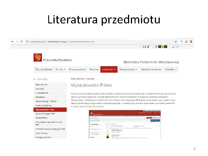 Literatura przedmiotu 9 