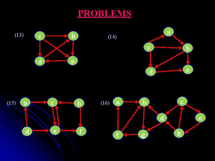 PROBLEMS (13) c b a (14) c b d e a d (15) a