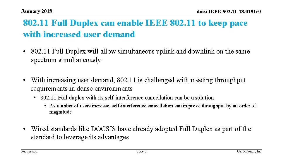 January 2018 doc. : IEEE 802. 11 -18/0191 r 0 802. 11 Full Duplex