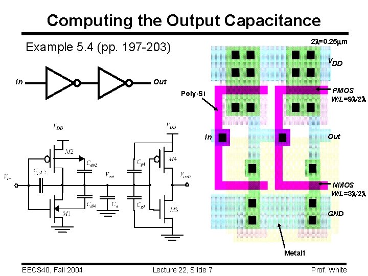 Computing the Output Capacitance 2 l=0. 25 mm Example 5. 4 (pp. 197 -203)