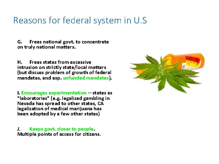 Reasons for federal system in U. S G. Frees national govt. to concentrate on