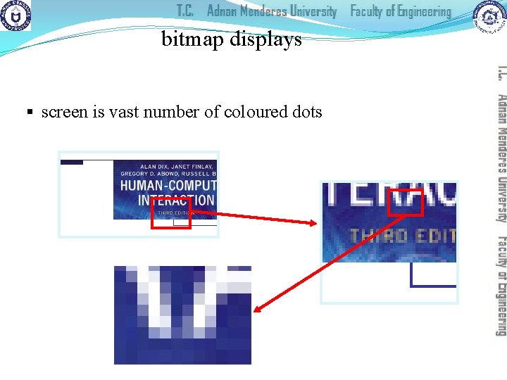 bitmap displays § screen is vast number of coloured dots 