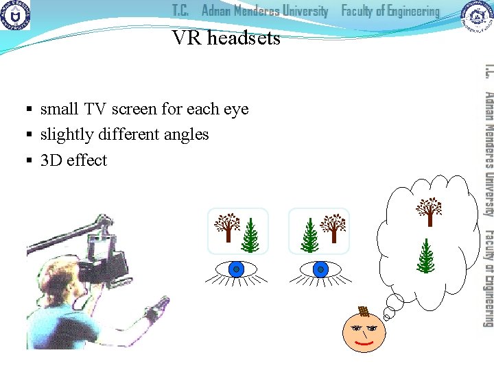 VR headsets § small TV screen for each eye § slightly different angles §