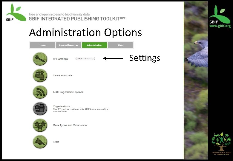 Administration Options Settings 
