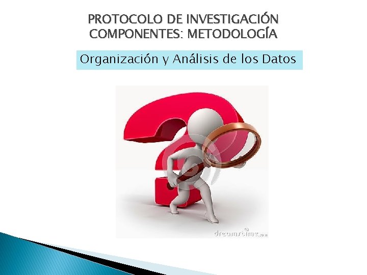 PROTOCOLO DE INVESTIGACIÓN COMPONENTES: METODOLOGÍA Organización y Análisis de los Datos 