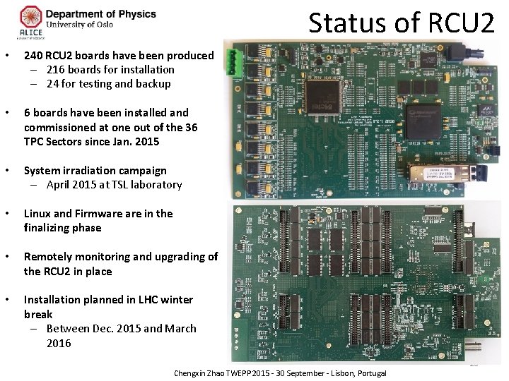 Status of RCU 2 • 240 RCU 2 boards have been produced – 216