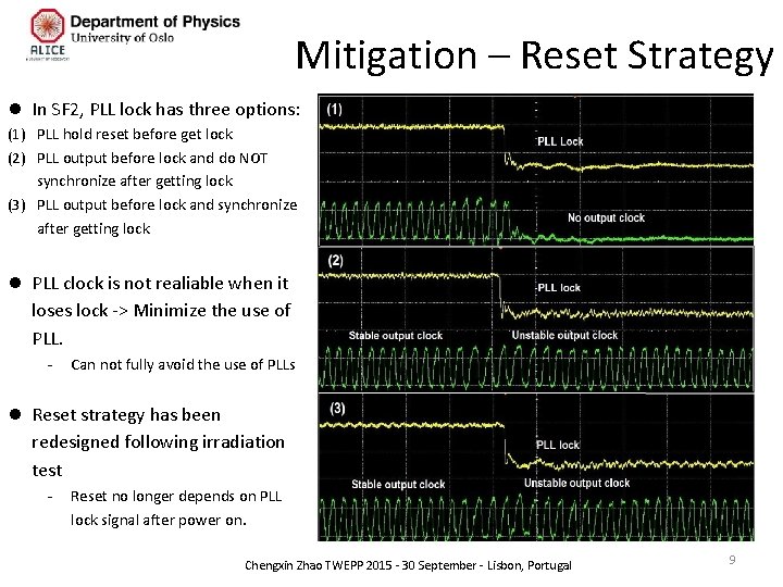 Mitigation – Reset Strategy l In SF 2, PLL lock has three options: (1)