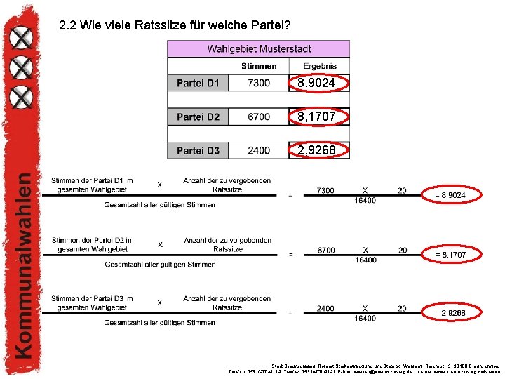 2. 2 Wie viele Ratssitze für welche Partei? 8, 9024 8, 1707 2, 9268