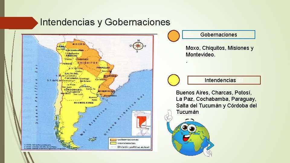 Intendencias y Gobernaciones Moxo, Chiquitos, Misiones y Montevideo. . Intendencias IIII Buenos Aires, Charcas,