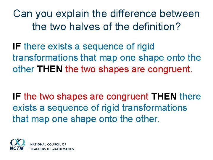 Can you explain the difference between the two halves of the definition? IF there