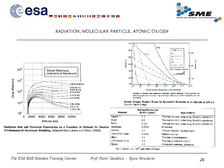 RADIATION, MOLECULAR PARTICLE, ATOMIC OXIGEN The ESA SME Initiative Training Courses Prof. Paolo Gaudenzi