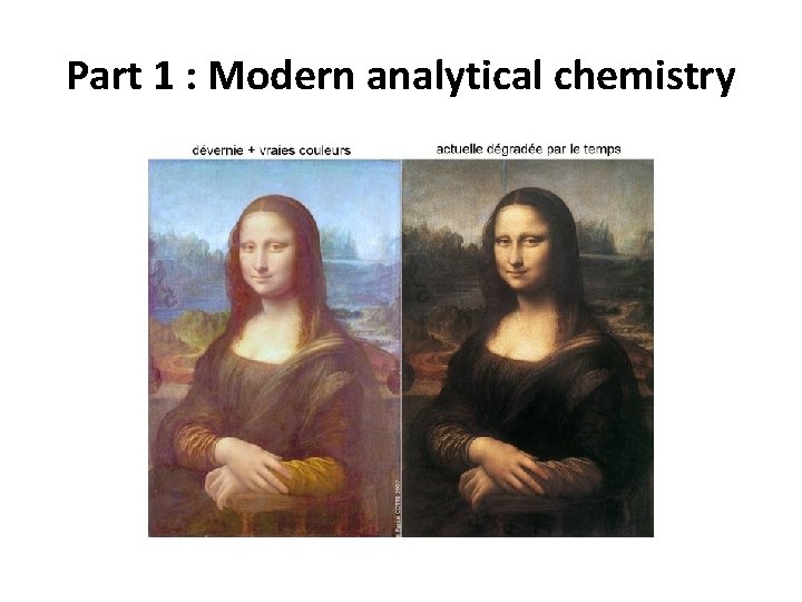 Part 1 : Modern analytical chemistry 