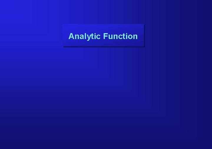 Analytic Function 